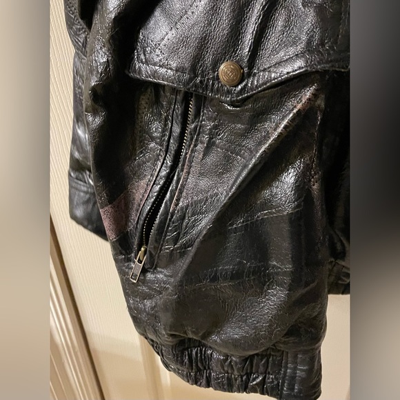 Leather jacket men, XXL, with collar, zipper and snaps. - Picture 5 of 14